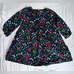 Hanna Andersson Floral Long-Sleeve Dress in festive floral micro cord